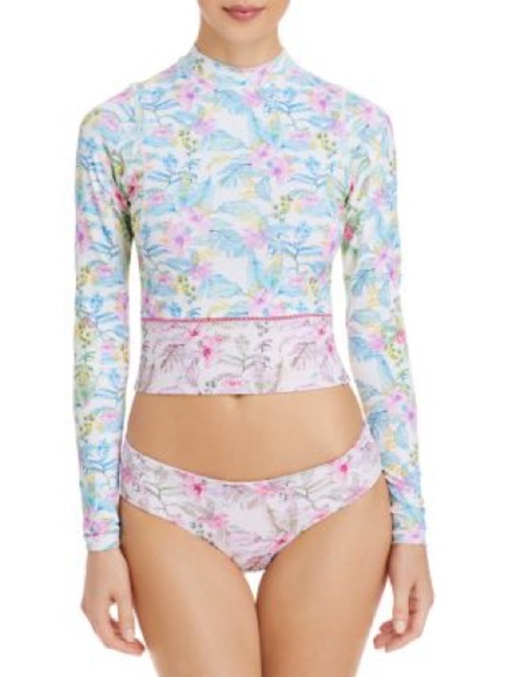 NWT LoveShackFancy x Hurley Hawaiian Hibiscus Patchwork Cropped Rashguard set